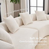 110'' Modern Curved Sofa Sectional, Arc 4-Seater Foam Couch Compressed in-a-Box, Boneless Cloud Couch with Extra-Deep-Wide Seats in Comfortable Chenille, No Assembly,Cream White Olodumare