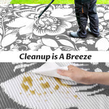 RV Outdoor Rug with Lights 5x8ft, Outdoor Camping Rug, Waterproof, Easy Cleaning, Non Shedding, Foldable and Portable, Reversible Mats for RV, Deck, Beach, Camping, Patio, Picnic (Grey & White) Pafolo