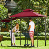 FAB BASED 5x8 Grill Gazebo, Outdoor BBQ Grill Patio Canopy with Extra Shadow & LED Lights, Barbeque Gazebo Canopy (Red) FAB BASED