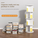 VECELO 4-Tier Rotating Bookshelf with Acrylic Windows - Elegant Pearl White Corner Storage Solution for Home and Office VECELO