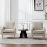 BESTANO Striped Accent Chair for Living Room, Farmhouse Linen Upholstered Striped Arm Chair Seat Reading Chairs Bedroom Side Seating for Home Office, Beige with Stripe BESTANO