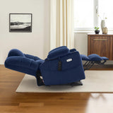 MCombo Large Triple Motor Power Lift Recliner Chair with Massage and Dual Heating, Adjustable Headrest for Tall Elderly People, Fabric 7634 (Navy Blue, Large) MCombo