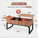WLIVE Lift Top Coffee Table for Living Room,Modern Wood Coffee Table with Storage,Hidden Compartment and Drawer for Apartment, Home, Retro, Walnut Oak. WLIVE
