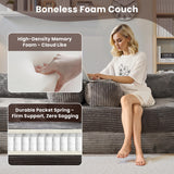 weaxty W 81" Convertible Sleeper Sofa Bed No Assembly - Corduroy Teddy Floor Couch with Fixed-Shape Frame - Boneless Foldable Loveseat for Small Spaces Living Room (Gray, Sofa Bed) weaxty W