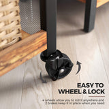 VASAGLE 3-Tier Narrow Storage Cart, Rolling Cart with Wheels, Steel Frame, Slim Storage Cart for Kitchen, Dining Room, Laundry Room, Adjustable Feet Included, Industrial Style, Rustic Brown and Black VASAGLE