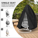Easy-Going Patio Egg Chair Cover, UV Resistant Waterproof Swing Hanging Egg Chair Cover with Zipper, Outdoor Wicker Single Seat Egg Chair Cover, Black Easy-Going