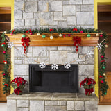 Wooden Christmas Decorations Garland with Snowflakes, Boho Christmas Decor Rustic Wood Garland, DIY Wooden Bead Xmas Garland Decor Winter Banner Decor for Tree Mantle Fireplace Wall (White) IDATOO