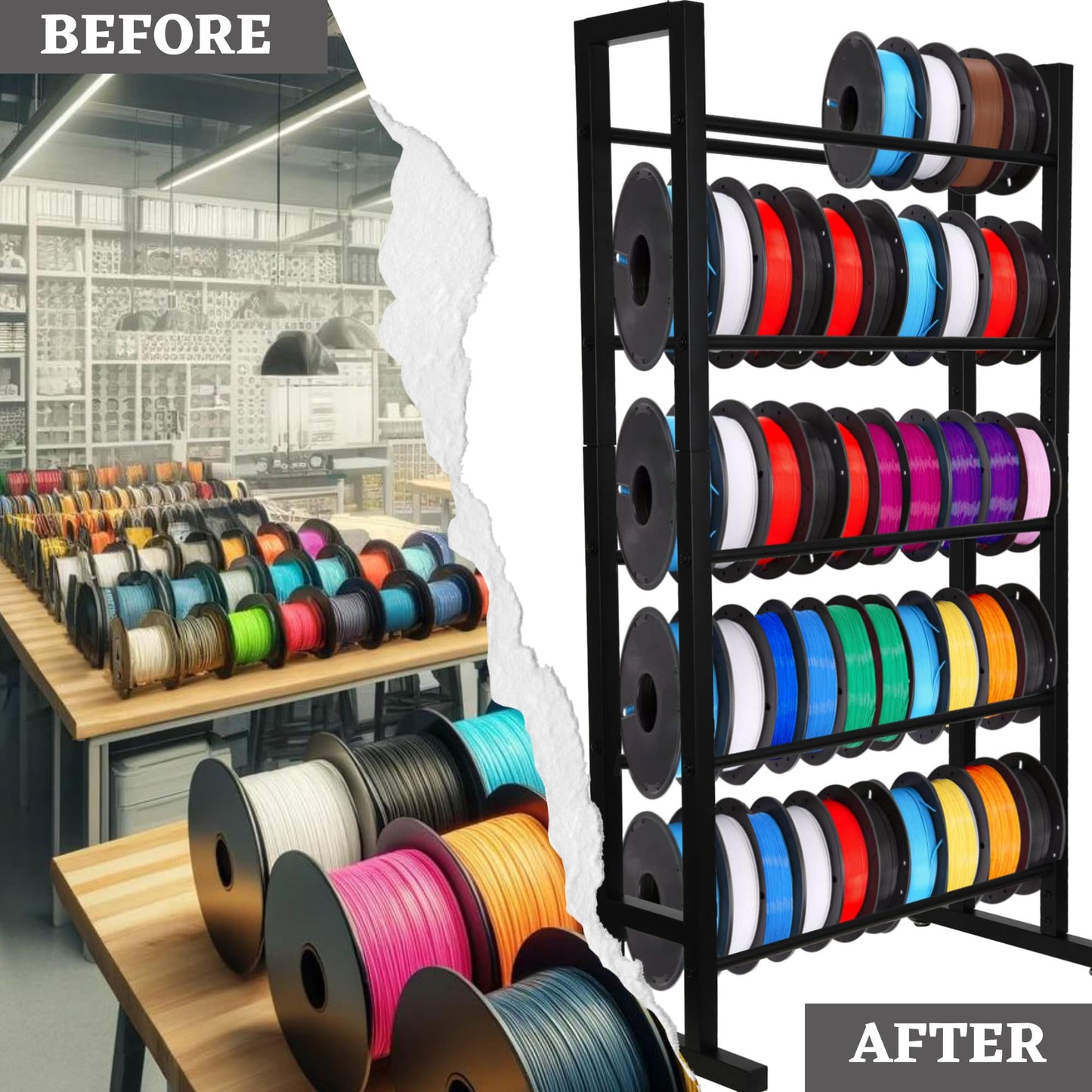 3D Printer Filament Storage Rack, Filament Rack, 3D Filament Storage, 3D Printer Shelf, Filament Spool Holder, Heavy Duty Metal Organizer for PLA/ABS and Others Rolls - WoodArtSupply