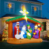 8FT Christmas Nativity Scene, LED Lighted Birth of Jesus Inflatable Decor for Xmas Yard Melisheer