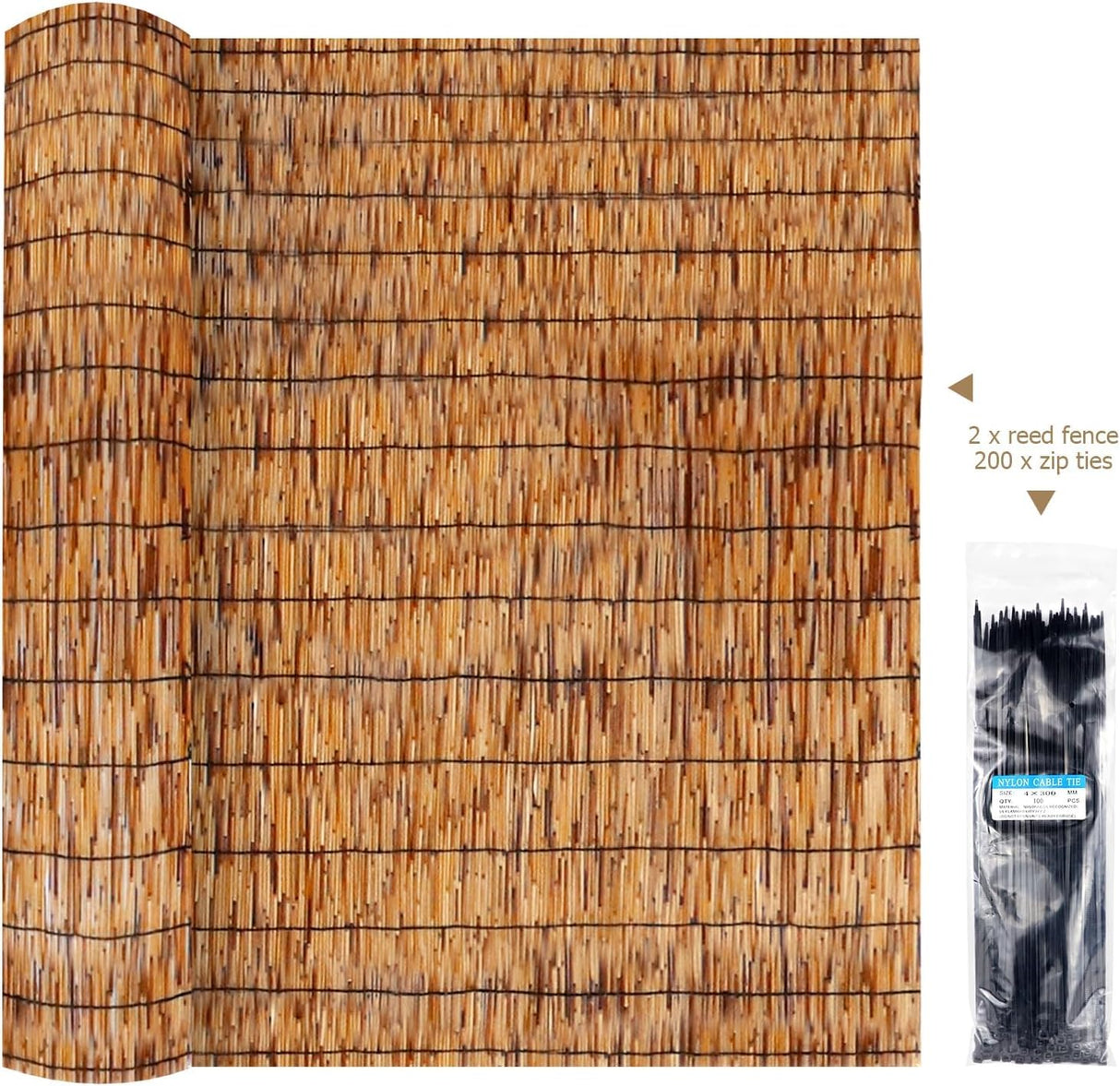 ZNCMRR Natural Reed Fencing Rolls,4FT X 16.4FT Reed Screen Curtain Balcony Reed Fence for Outdoor Backyard Patio（Yellow） ZNCMRR