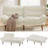 Pipishell Convertible Futon Sofa Bed,66" Corduroy Futon Couch with Adjustable Backrest and Armrests, Recliner Sleeper Sofa for Small Spaces, Play Room or Office, White Pipishell