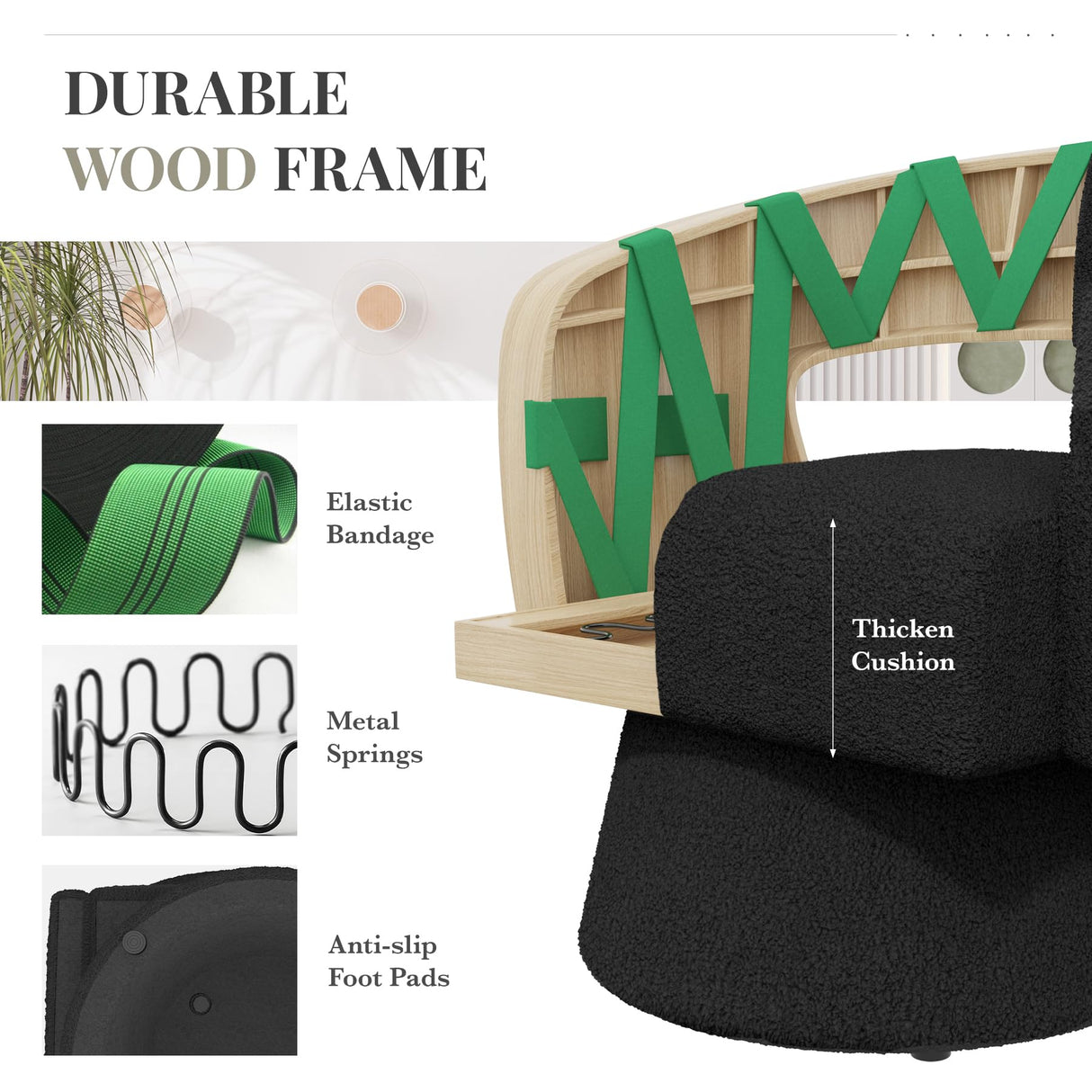 Swivel Barrel Accent Chair,Oversized Teddy Upholstered Round Swivel Chair,Modern Luxury 360 Degree Living Room Vanity Chair for Bedroom Office,Black Luxanimarion