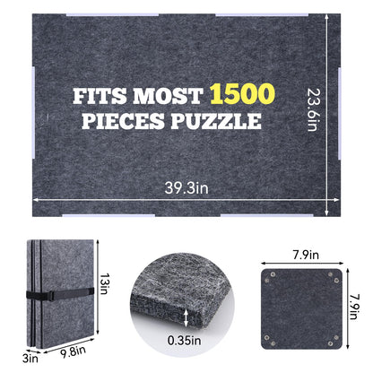 Jigsaw Puzzle Board,Folding Jigsaw Puzzle Mat,Large Puzzle Board with 6 Sorting Trays, Portable Puzzle Board Puzzle Pad for Adults and Kids (1500PCS)