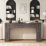 Condemo Farmhouse Console Table with LED Light and 2 Drawers, 55 inch Long Sofa Table Behind Couch, Narrow Entry Table for Entryway, Hallway, Entrance, Living Room (Gray Brown) Condemo