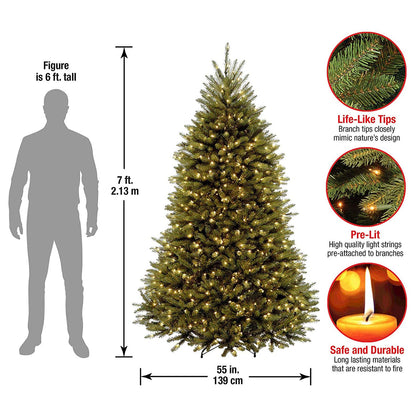 National Tree Company Pre-Lit Artificial Full Christmas Tree, Green, Dunhill Fir, White Lights, Includes Stand, 7.5 Feet