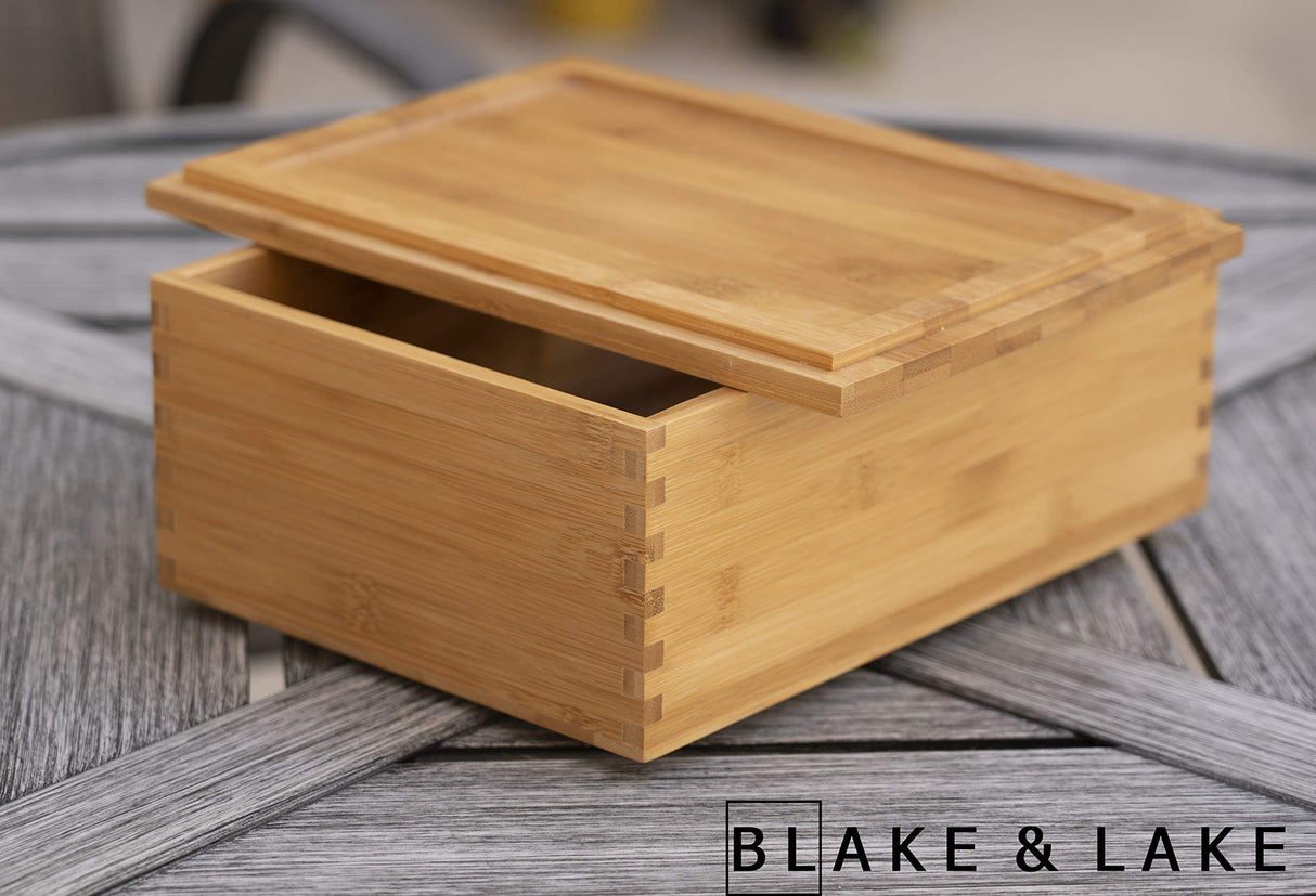 Blake & Lake Wooden Storage box with Lid - Large Wood Keepsake boxes - Gift Box with lids Store Photos Keepsakes Jewelry Colectibles Treasures - Dovetail Design (Natural) Blake & Lake