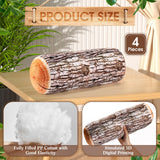 Huwena 4 Pcs Wood Pillows Tree Stump Decorative Round Throw Pillows 3D Digital Print Wood Trunk Stump Cylinder Cushion for Home Sofa Living Room Decor, 15.8 x 5.5 Inch Huwena