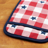 MARTHA STEWART Americana Star Gihgham Oven Mitt & Pot Holder Set, 100% Cotton, Heat Resistant, Patriotic USA America Decor, Red/White/Blue, 7"x13" & 7"x10" Martha Stewart
