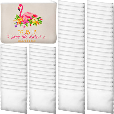 Eccliy 70 Pieces Sublimation Blank Canvas Makeup Bags Bulk Blank DIY Heat Transfer Cosmetic Makeup Bags Canvas Pen Case Pencil Bags Clear Sublimation Blank Pouch with Zipper(White,4.33 x 7.09 Inch)