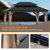 Covered Outdoor Gazebo Curtain Replacement Universal 4-Panel Sidewalls 12' x 16', Outdoor Gazebo Privacy Curtains with Zipper, Replacement for Outdoor, Patio Canopy, Garden and Backyard (Curtain Only) Covered Outdoor