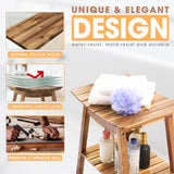 Acacia Shower Stool Bench for Inside Shower to sit on, 18 Inches Shower Chair with Shelf for Shaving Legs, Spa, Bath Seat, Waterproof Inside Shower Bench for Adults Seniors Elderly (18 in with Shelf) ENKEZI