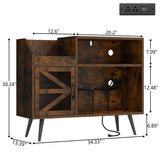 Gyfimoie Record Player Stand Holds Up to 350 Albums, Turntable Stand with LED Light, Records Storage Cabinet with Power Outlet, Record Player Table with Vinyl Storage(Brown) Gyfimoie