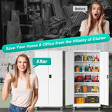 SISESOL Metal Storage Cabinet with Wheels,75 inch Rolling Garage Storage Cabinet with Lock,White Metal Cabinets with Wheels and Shelves,Tool Cabinets on Roller for Garage,Home,Office,Shop SISESOL