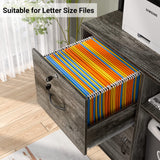 Homieasy Grey Oak Vertical Filing Cabinet with Lock & Charging Station, Large Drawer & Bookshelf Homieasy