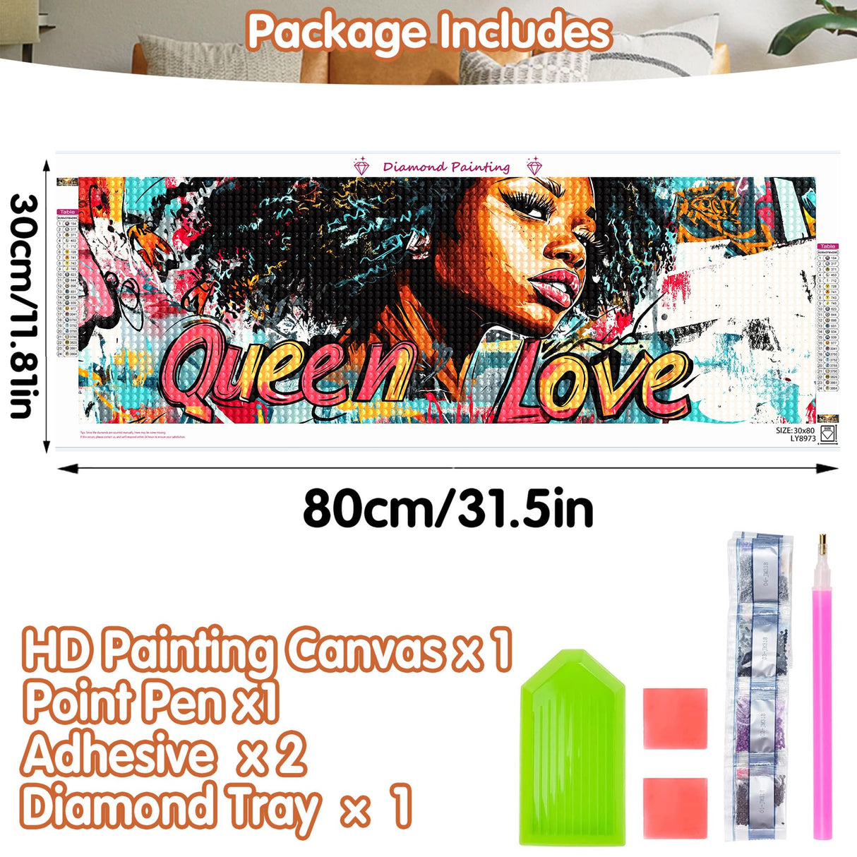 SKRYUIE 5D Large Diamond Painting Kits African Women - DIY Diamond Art Kits for Adults, Full Round Drill - Crystal Embroidery Cross Stitch - Craft for Wall & Office Decor - 12x30 inch / 30x80 cm SKRYUIE