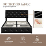 Yaheetech Queen Size Faux Leather Upholstered Bed Frame with 4 Storage Drawers and Adjustable Headboard Yaheetech