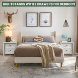 Farmhouse White Night Stands Set of 2, Bedside Tables Nightstands with 2 Drawers Storage, 22.8" Large Rustic Wood Night Stand, Bed Side Table for Bedroom Living Room Sofa Couch Office Standifurno