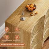 VOPEAK 9 Drawer Dresser for Bedroom, Boho Rattan Dresser, Modern Wood Storage Chest of Drawers with Handle-Free Design, Press to Pop Up Drawer, Side Table for Entryway, Living Room, Closet, Natural VOPEAK