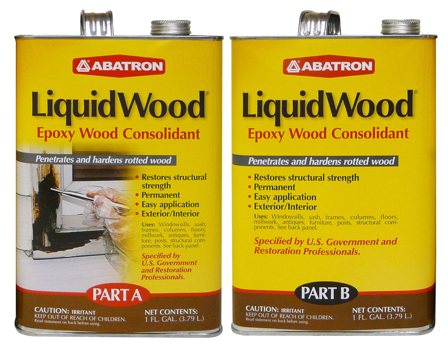 Abatron LiquidWood 2 Gallon Kit 2 Part Structural Epoxy Wood Hardener and Consolidant Resin. - WoodArtSupply