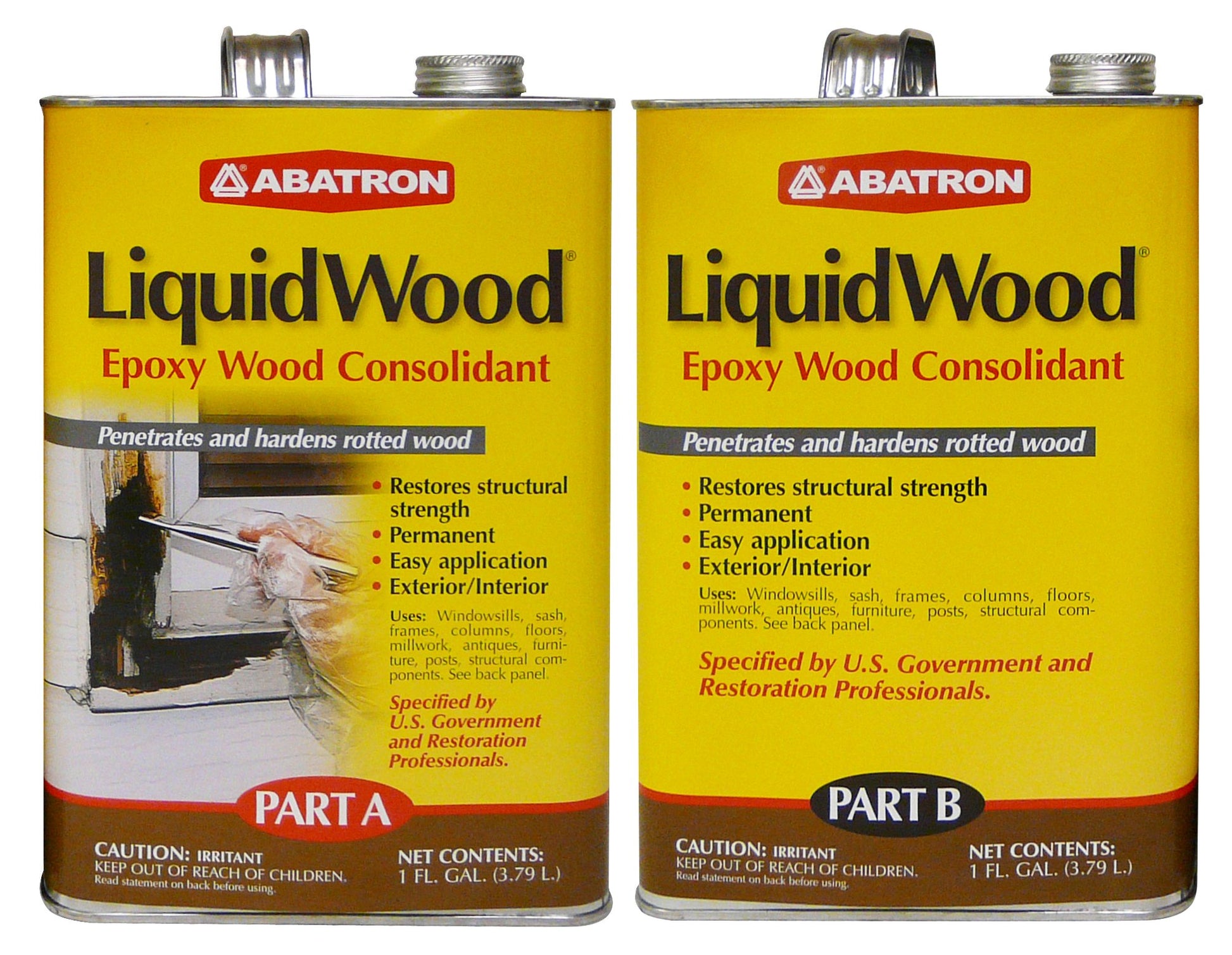 Abatron LiquidWood 2 Gallon Kit 2 Part Structural Epoxy Wood Hardener and Consolidant Resin. - WoodArtSupply