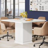 Tribesigns Square Conference Table, Modern 35.4-Inch Small White Business Meeting Table for Office Meeting Room Tribesigns