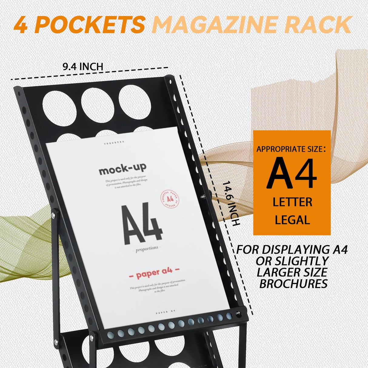 Estleys Trade Show Literature Stand Display Rack, Magazine Brochure Catalog Display Stand, Magazine Floor-Standing with Portable Oxford Bag for Office Store Exhibition Trade Show (Black) Estleys