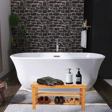 Lestar Spa Shower Patio Bench Stool with Strip Pattern 3 Tiers Storage Shelves Stand Organizer, Natural Bamboo Wood Bathing Benches Shoe Rack, Size 35.5"(W) x 11"(D) x 18"(H) Lestar