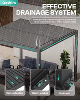 Louvered Pergola, 10 x 10 Aluminum Pergola, Outdoor Modern Design with Adjustable Roof and Hidden Drainage System, Durable for Gardens,Garden Yard, Deck (Dark Gray, 10x10) Oasbira