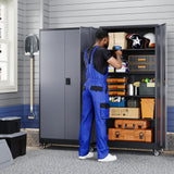 Yizosh Metal Garage Storage Cabinet with Locking Doors and Adjustable Shelves,- 75" Rolling Steel Tool Cabinet for Home Office,Garage,Warehouse Yizosh