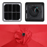 Yaheetech 10FT Solar Powered Patio Umbrella - UV Protection Market Table Umbrella w/ 32 LED Lights & Push Button Tilt & Crank Lift System for Garden/Lawn/Deck/Backyard/Pool,Red Yaheetech