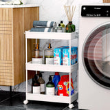 SPACEKEEPER Rolling Storage Cart 3 Tier, Bathroom Cart Organizer Laundry Room Organizer Utility Cart Mobile Shelving Unit Multi-Functional Shelves for Office, Kitchen, Bathroom, White SPACEKEEPER