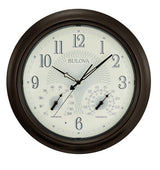 Bulova C4813 Weather Master Wall Clock, Bronze Finish, 18", Black Bulova
