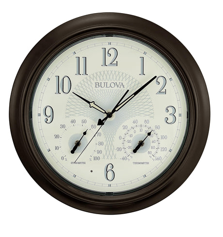 Bulova C4813 Weather Master Wall Clock, Bronze Finish, 18", Black Bulova
