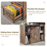 JXQTLINGMU Computer Desk with Darwers & Storage Cabinet, Home Office Desk with File Drawer, Gaming Desk with Monitor Stand & Charging Station, Warm Brown JXQTLINGMU