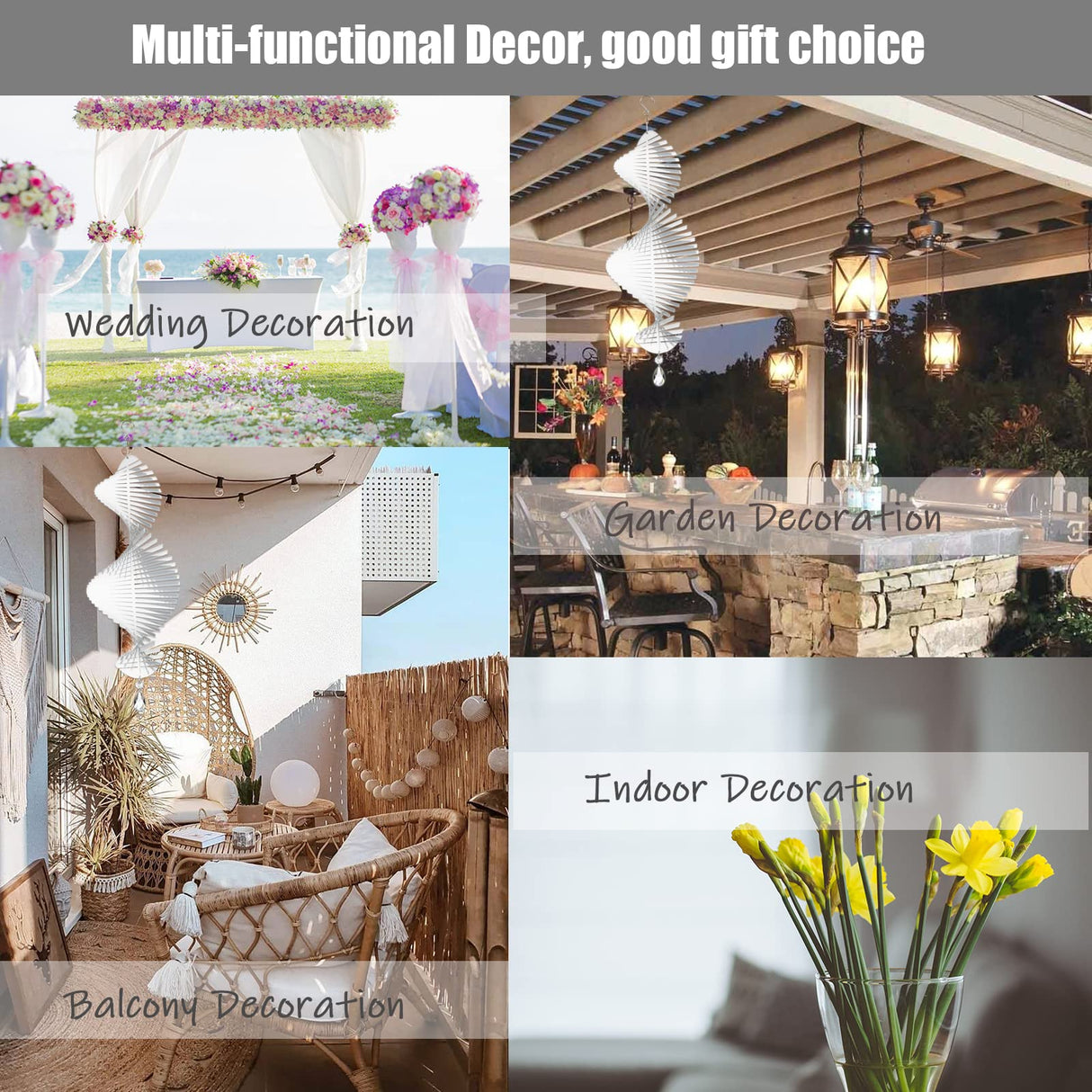 WindMage 8 Pack 11inch Sublimation Wind Spinner Blanks 3D Aluminum Metal Wind Sculpture Kinetic Spinners for Yard and Garden Indoor Art Ornaments Hanging Decoration (Helix) WindMage