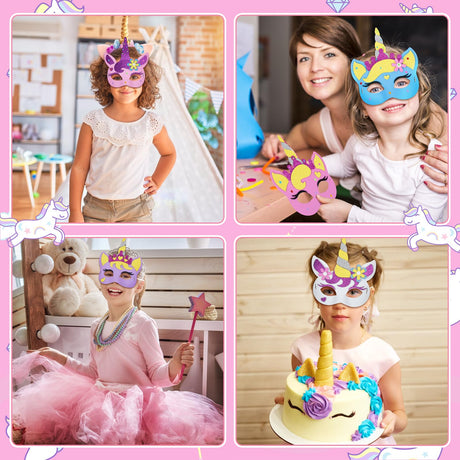 Fennoral 6 Pack Unicorns Masks Craft for Kids Creative Make Your Own Unicorns Masks Foam Stickers DIY Arts and Crafts for Kids Boys Girls Unicorns Theme Party Decorations Birthday Gift Fennoral