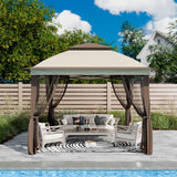 11'X11' Gazebo Pop Up with 4 Sidewalls Mosquito Netting, Heavy Duty Patio Gazebo Canopy Tent with Double Air Roofs for Backyards, Patios, Decks, Gardens, Parks Yokayoay