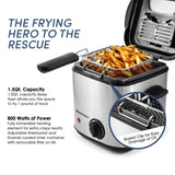 Elite Gourmet EDF1550# Electric 1.5 Qt. / 6 Cup Oil Capacity Deep Fryer, Adjustable Temperature, Removable Basket, Lid with Viewing Window, Stainless Steel Elite Gourmet
