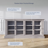 BELLEZE 70 Inch Sideboard Buffet Cabinet, Entertainment Center with Storage, Glass Display Cabinet with Adjustable Shelves Console Table Storage BELLEZE