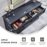 ACCOHOHO Farmhouse 6 Drawer Dresser for Bedroom, 52 Inch Wide Modern Dresser TV Stand with Large Drawers & Bar Handles, Rustic Wood Chest of Drawers for Bedroom, Living Room, Hallway, Black ACCOHOHO